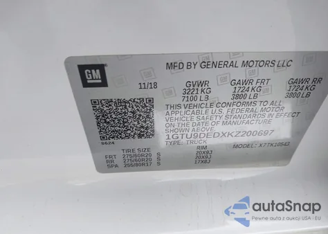 2019 GMC Sierra 1500 Slt from USA, damaged, VIN 1GTU9DEDXKZ200697